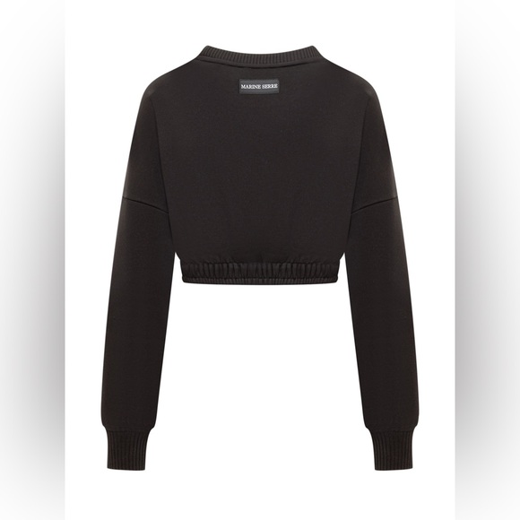 Marine Serre Women's Cropped Sweatshirt Black 99 Size XS - Picture 9 of 15